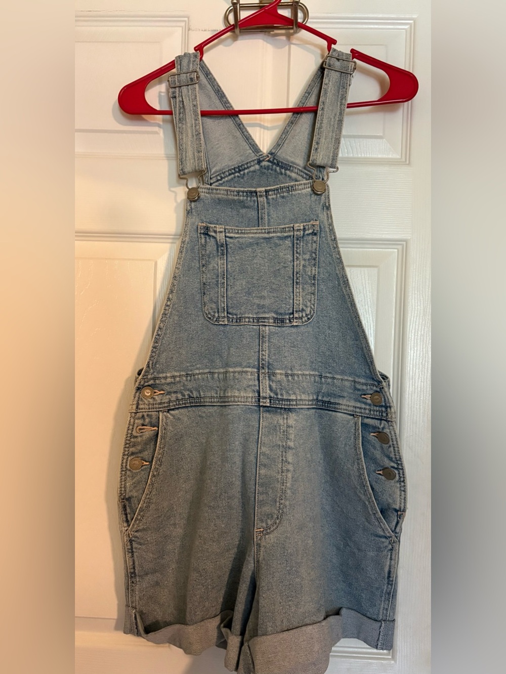 Hollister Light Blue Denim Short Overalls